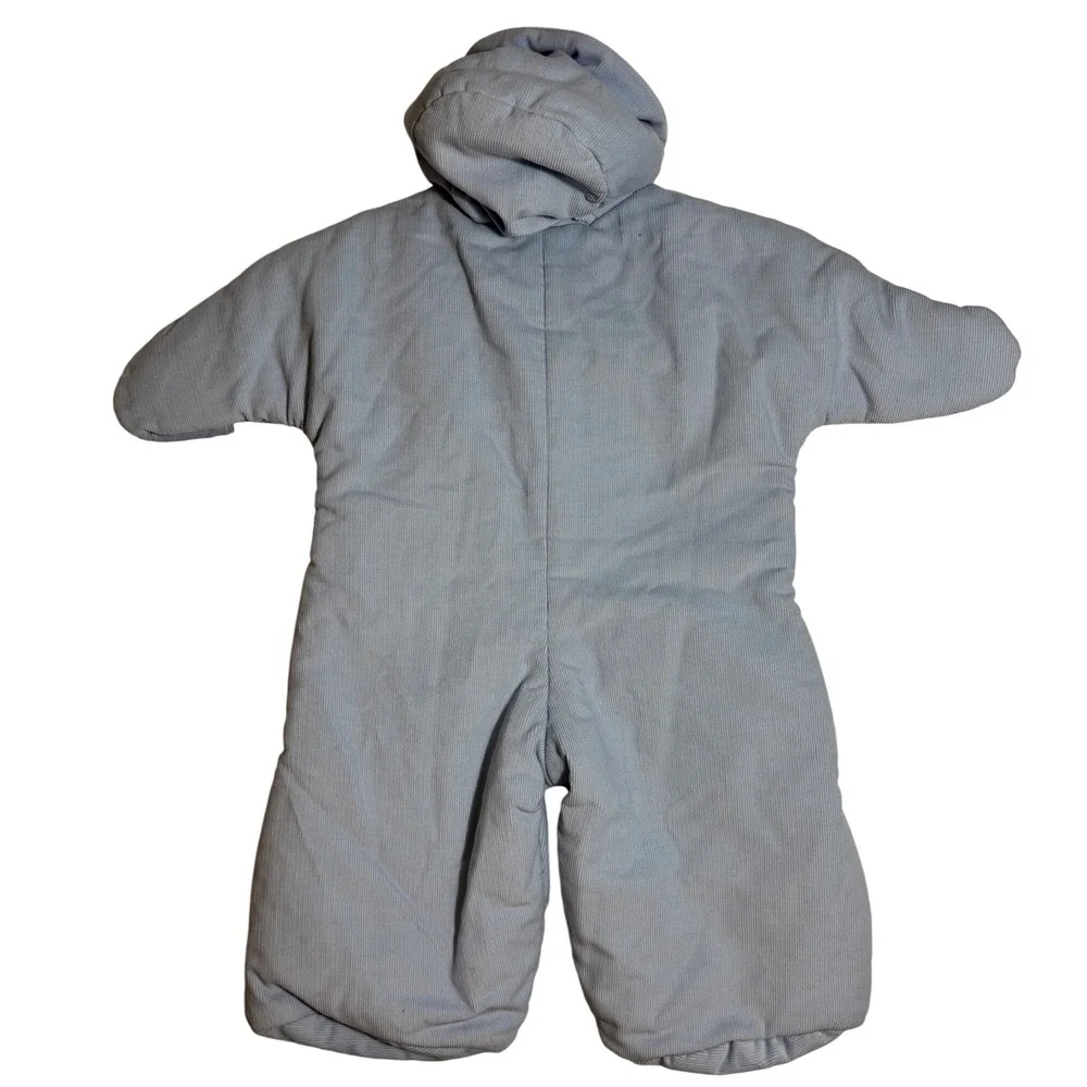 Vintage Betti Terrell Johnston Blue Corduroy Hooded Bunting Snowsuit Ducks 6-9mo